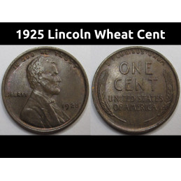 1925 Lincoln Wheat Cent - antique uncirculated American wheat penny coin