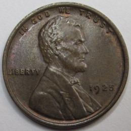 1925 Lincoln Wheat Cent - antique uncirculated American wheat penny coin