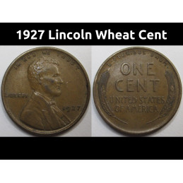 1927 Lincoln Wheat Cent - antique higher grade American wheat penny coin