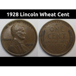 1928 Lincoln Wheat Cent - higher grade American wheat penny coin