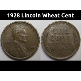 1928 Lincoln Wheat Cent - higher grade antique American wheat penny