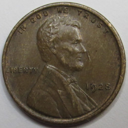 1928 Lincoln Wheat Cent - higher grade antique American wheat penny