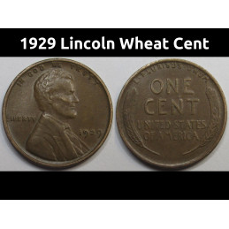 1929 Lincoln Wheat Cent - antique higher grade American wheat penny