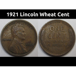 1921 Lincoln Wheat Cent - antique early twenties American wheat penny coin