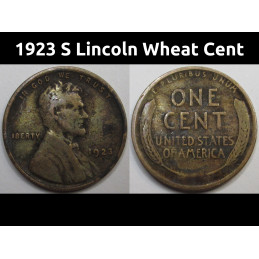 1923 S Lincoln Wheat Cent - antique San Francisco mintmark better date coin