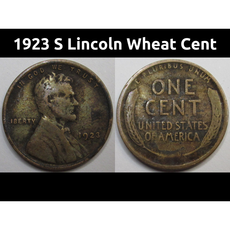 1923 S Lincoln Wheat Cent - antique San Francisco mintmark better date coin