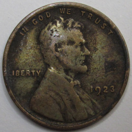 1923 S Lincoln Wheat Cent - antique San Francisco mintmark better date coin