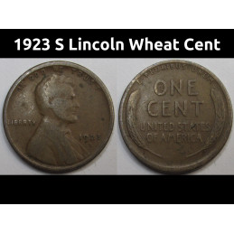 1923 S Lincoln Wheat Cent - antique lower mintage American antique penny