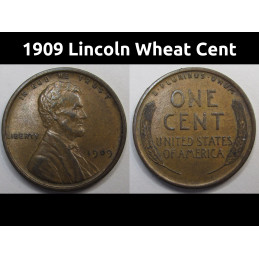 1909 Lincoln Wheat Cent - antique higher grade first year of issue American wheat penny