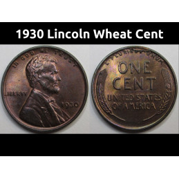 1930 Lincoln Wheat Cent - antique beautiful uncirculated toned wheat penny