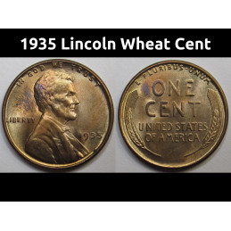 1935 Lincoln Wheat Cent - antique uncirculated Great Depression era wheat penny