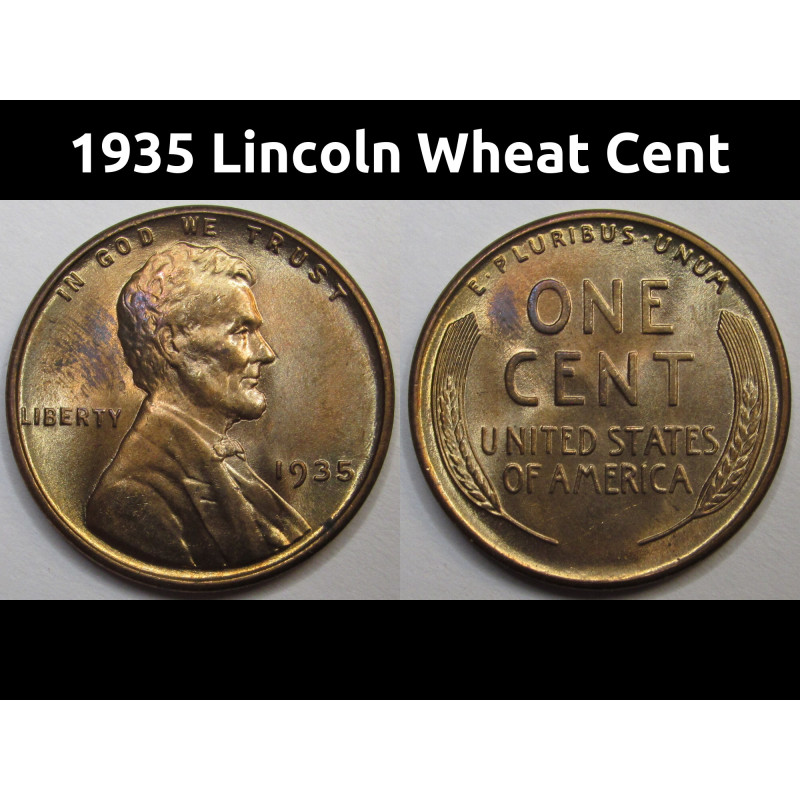 1935 Lincoln Wheat Cent - antique uncirculated Great Depression era wheat penny