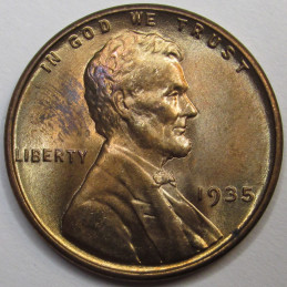 1935 Lincoln Wheat Cent - antique uncirculated Great Depression era wheat penny