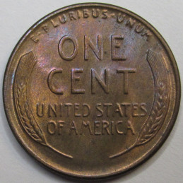 1935 D Lincoln Wheat Cent - antique toned uncirculated Denver mintmark wheat penny