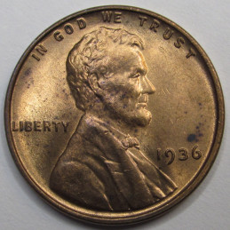 1936 Lincoln Wheat Cent - antique uncirculated Great Depression era wheat penny