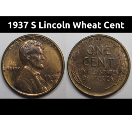 1937 S Lincoln Wheat Cent - antique Great Depression era S mintmark uncirculated penny