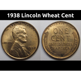 1938 Lincoln Wheat Cent - antique Great Depression era uncirculated penny coin