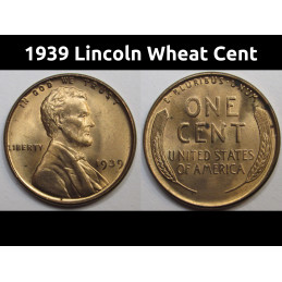 1939 Lincoln Wheat Cent - antique uncirculated thirties American penny