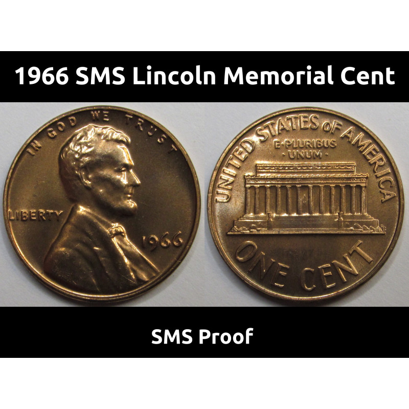 1966 SMS Lincoln Memorial Cent - special mint set prooflike vintage penny