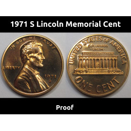 1971 S Lincoln Memorial Cent - S mintmark vintage proof penny