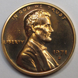 1971 S Lincoln Memorial Cent - S mintmark vintage proof penny