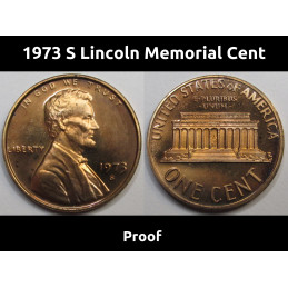 1973 S Lincoln Memorial Cent - vintage S mintmark proof penny