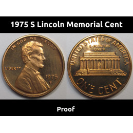 1975 S Lincoln Memorial Cent - vintage S mintmark American proof penny