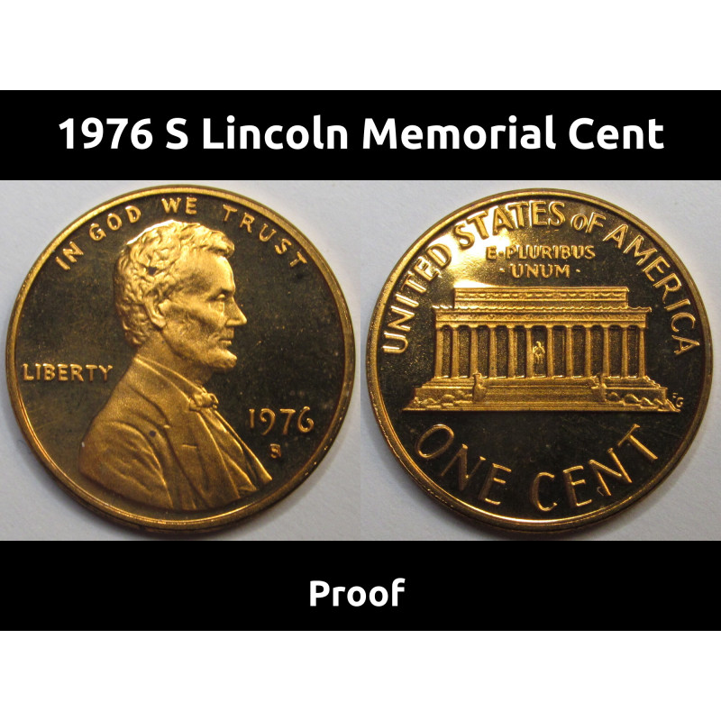 1976 S Lincoln Memorial Cent - vintage San Francisco mintmark proof coin