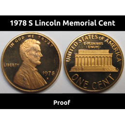 1978 S Lincoln Memorial Cent - vintage San Francisco mintmark American proof penny