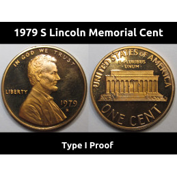 1979 S Lincoln Memorial Cent - Type 1 proof - vintage S mintmark penny