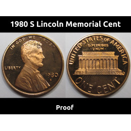 1980 S Lincoln Memorial Cent - vintage San Francisco mintmark proof penny