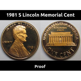 1981 S Lincoln Memorial Cent - vintage S mintmark American proof penny