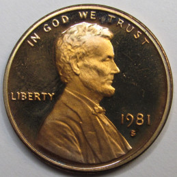 1981 S Lincoln Memorial Cent - vintage S mintmark American proof penny