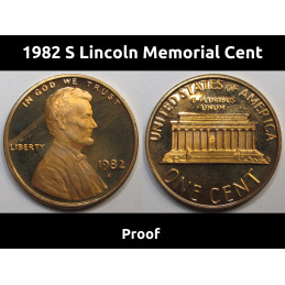 1982 S Lincoln Memorial Cent - vintage San Francisco mintmark proof penny