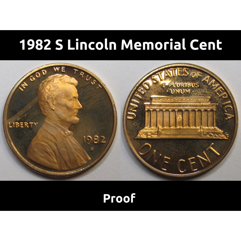 1982 S Lincoln Memorial Cent - vintage San Francisco mintmark proof penny