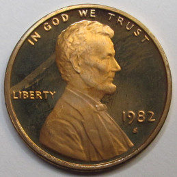 1982 S Lincoln Memorial Cent - vintage San Francisco mintmark proof penny