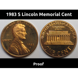 1983 S Lincoln Memorial Cent - vintage S mintmark American proof penny