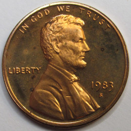 1983 S Lincoln Memorial Cent - vintage S mintmark American proof penny