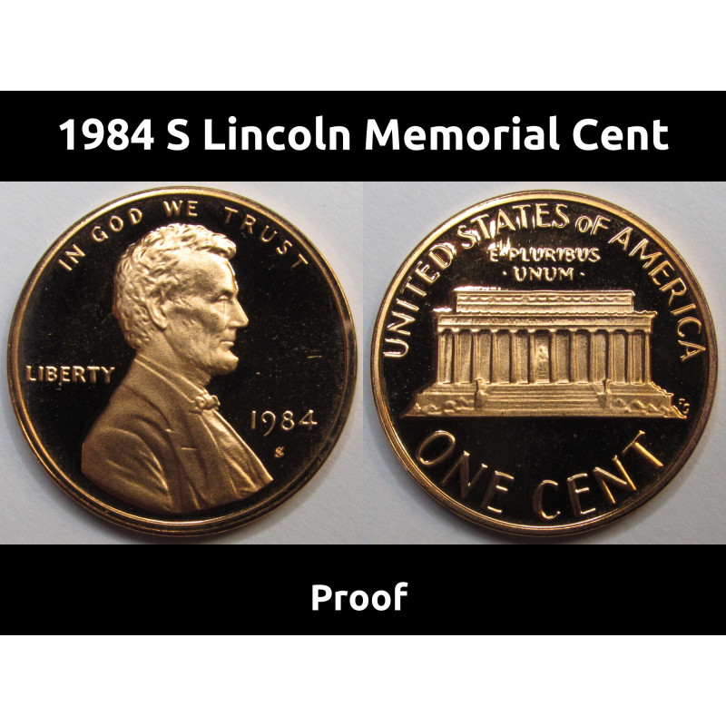 1984 S Lincoln Memorial Cent - vintage San Francisco mintmark proof penny