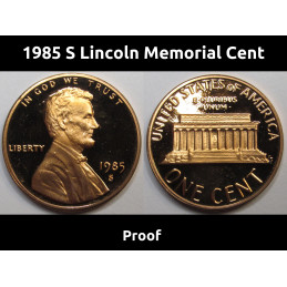 1985 S Lincoln Memorial Cent - vintage San Francisco mintmark proof penny