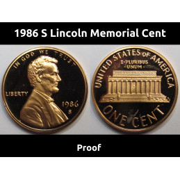 1986 S Lincoln Memorial Cent - flashy vintage American proof penny