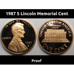 1987 S Lincoln Memorial Cent - flashy vintage American proof penny