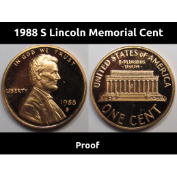 1988 S Lincoln Memorial Cent - vintage flashy American proof penny