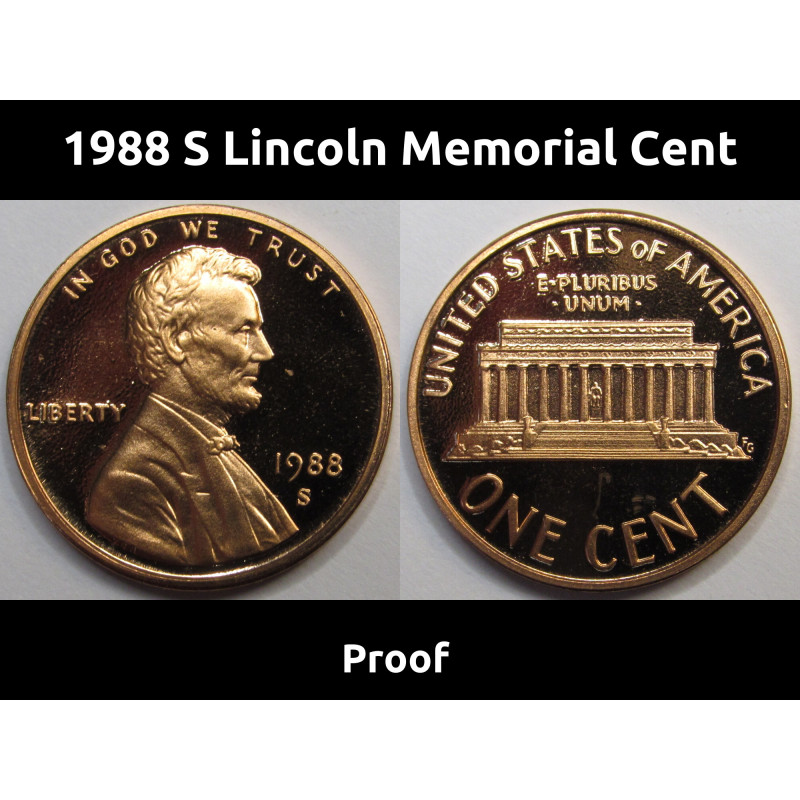 1988 S Lincoln Memorial Cent - vintage flashy American proof penny