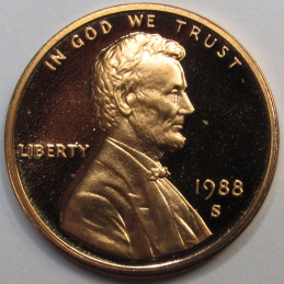 1988 S Lincoln Memorial Cent - vintage flashy American proof penny