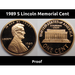 1989 S Lincoln Memorial Cent - vintage flashy San Francisco mintmark proof penny