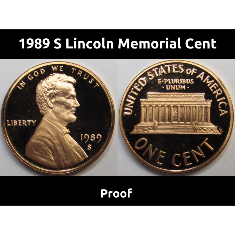 1989 S Lincoln Memorial Cent - vintage flashy San Francisco mintmark proof penny