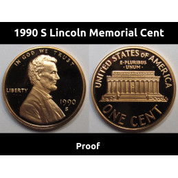 1990 S Lincoln Memorial Cent - vintage flashy ninetimes American proof penny