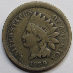 1859 Indian Head Cent - historic first year of issue pre Civil War era penny