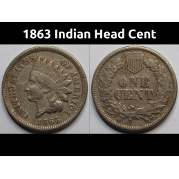 1863 Indian Head Cent - historic Civil War era curponickel penny